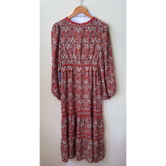 NWT WOMEN'S COTTAGECORE FLORAL MAXI DRESS, SIZE LARGE PEASANT WESTERN BOHO - Picture 3 of 12